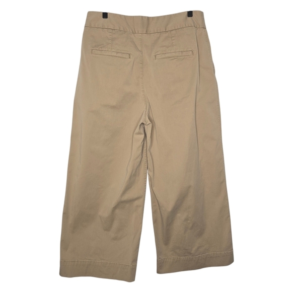GAP Womens High Rise Pleated Wide Leg Crop Cotton Stretch Khaki Pants Size 12 - Picture 2 of 7